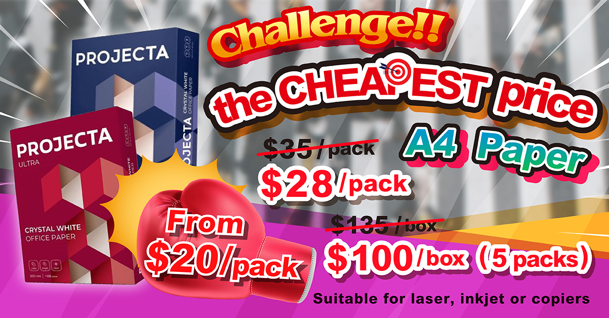 Projecta A4 paper Premium Crystal White Color $28/pack $100/box (5 packs)